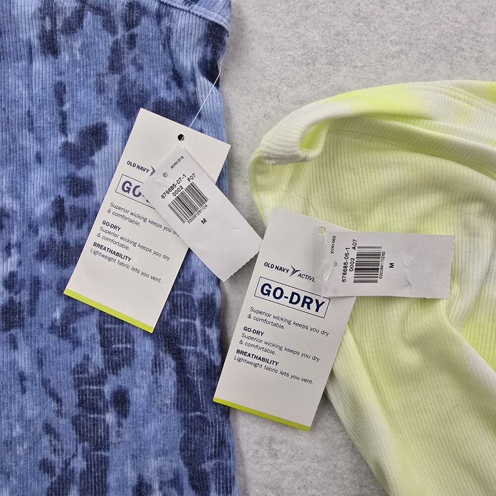 NWT Lot Of 2 Old Navy Active Go-Dry Lightweight Tank Tops Tie Dye Racerback M - Picture 3 of 8